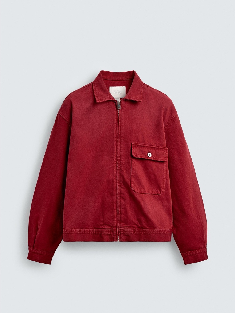 NWT. Zara Man Red Loose-Fit Cotton Denim Oversized Jacket. Size M. - Picture 6 of 12
